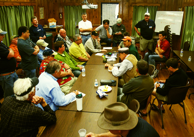 Bob Middo talks about fly lines and shooting head systems. photo by Al Q
