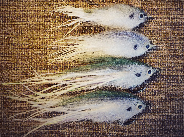 varoius mighty shads tied by Al Q using ep fibers, ostrich and sf blend. I usually weight them with a few turns of lead in the front part of the shank.