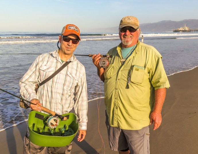 Al Q and Louie the Fish chatting it up last Tuesday morning in Santa Monica. Photo by Al Q