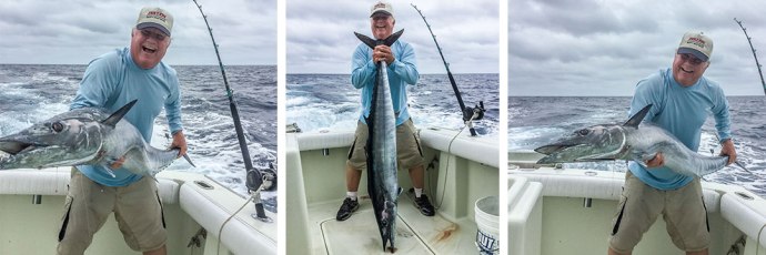 Local angler John Whitaker is all smiles after landing a northern wahoo on a black/purple maurader this past weekend. His team went two for four fishing out of San Diego. The epic bite continues...